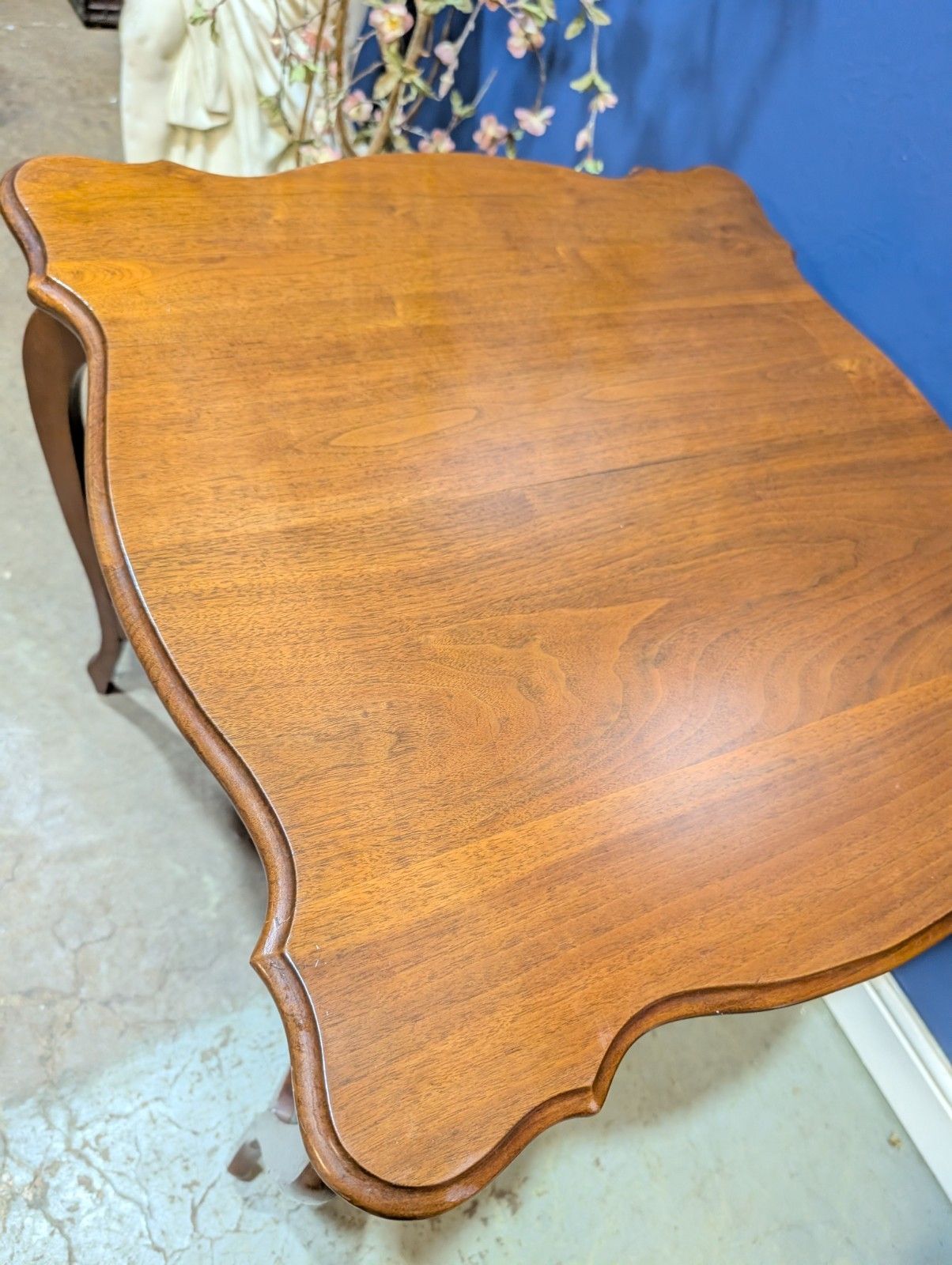 Antique Mahogany Side Table Wooden Art Deco Window  Scalloped Top 2 Tier End photo vinterior