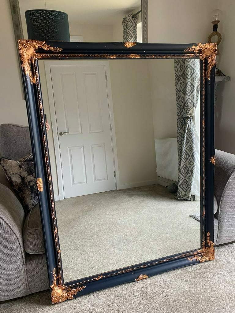 Extra Large Mirror French Baroque Antique Painted Gold Leaf Stencilled