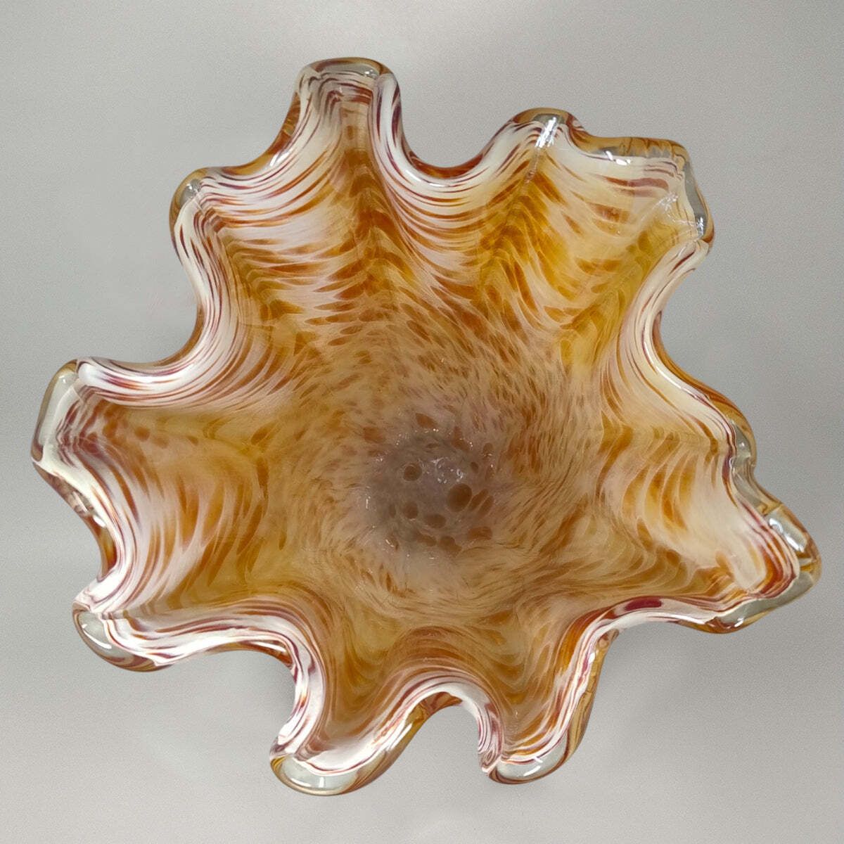 1970s Exquisite Michielotto Murano Glass Draped Vase Made In Italy photo buy