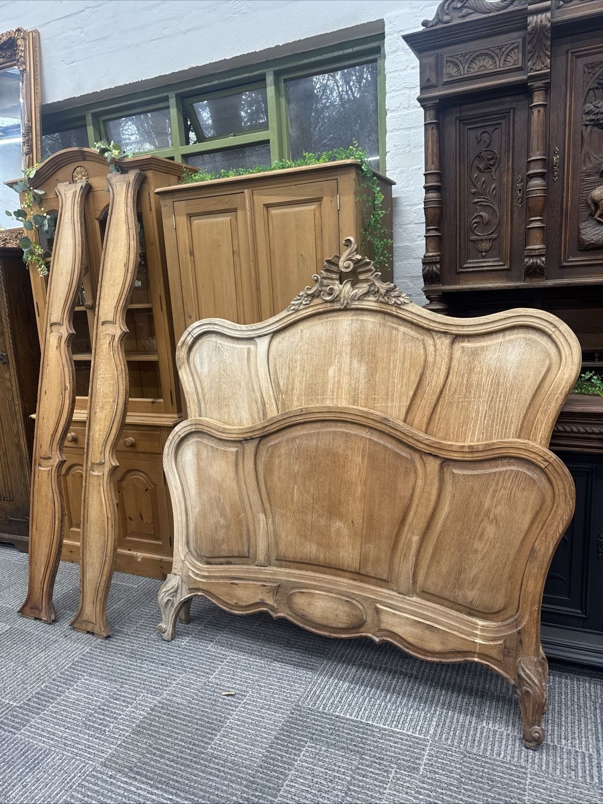 A French Double Bed, With Carved Moulded Frame Complete With Mattress Base. Base Dimensions 130 Cm X 186 Cm, Headboard Height 137 Cm photo Furniture
