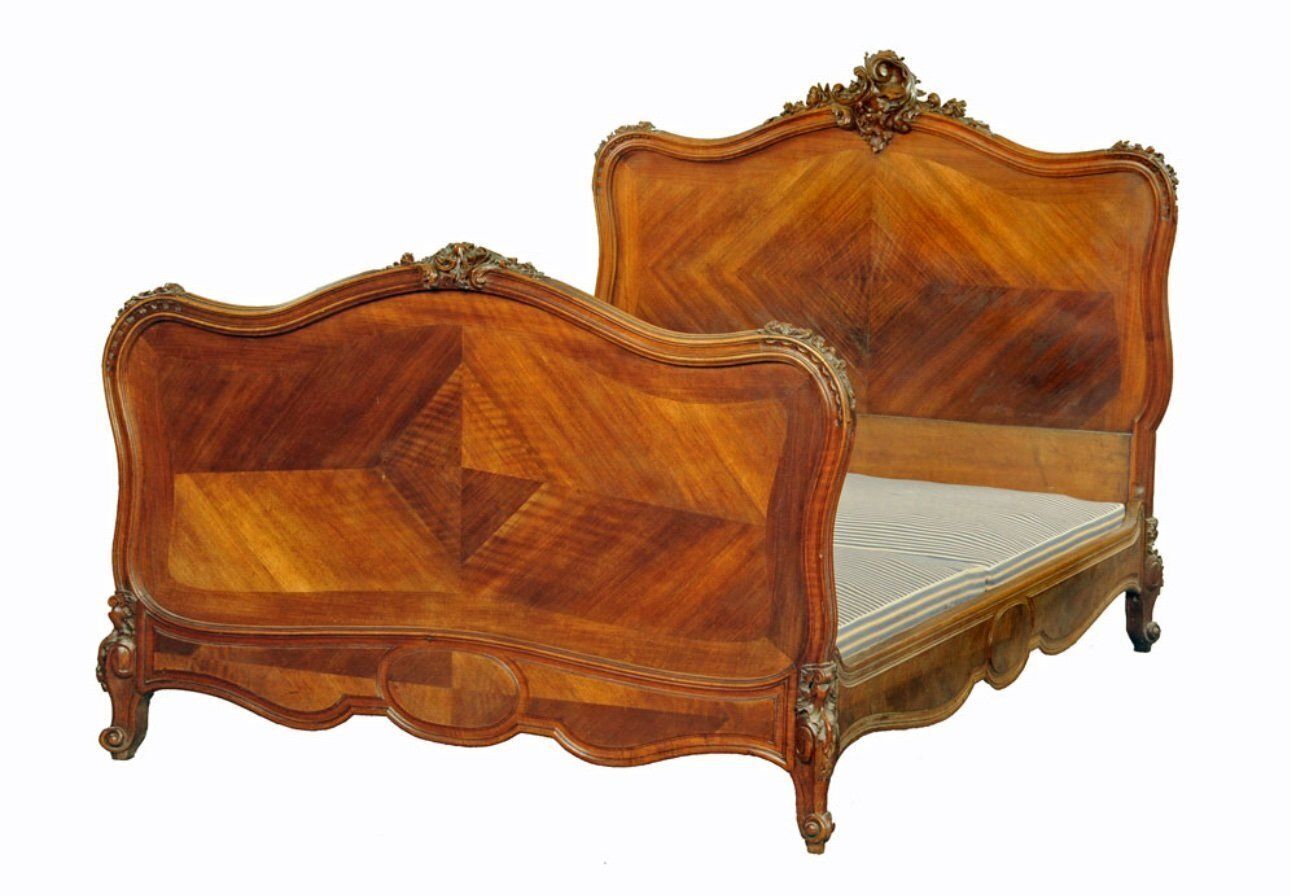 A French Double Bed, With Carved Moulded Frame Complete With Mattress Base. Base Dimensions 130 Cm X 186 Cm, Headboard Height 137 Cm photo 450.0