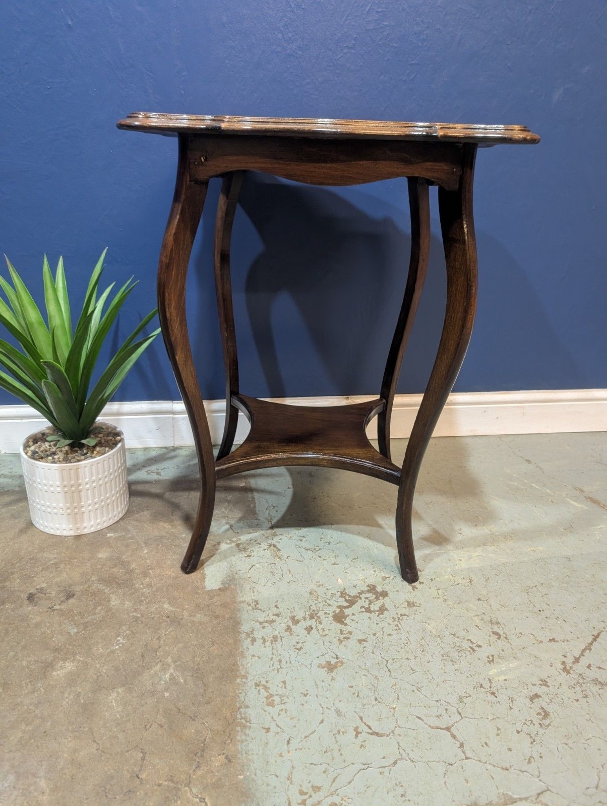 Antique Edwardian Mahogany Two Tier Side Table End Wine Plant Stand Vintage photo for sale