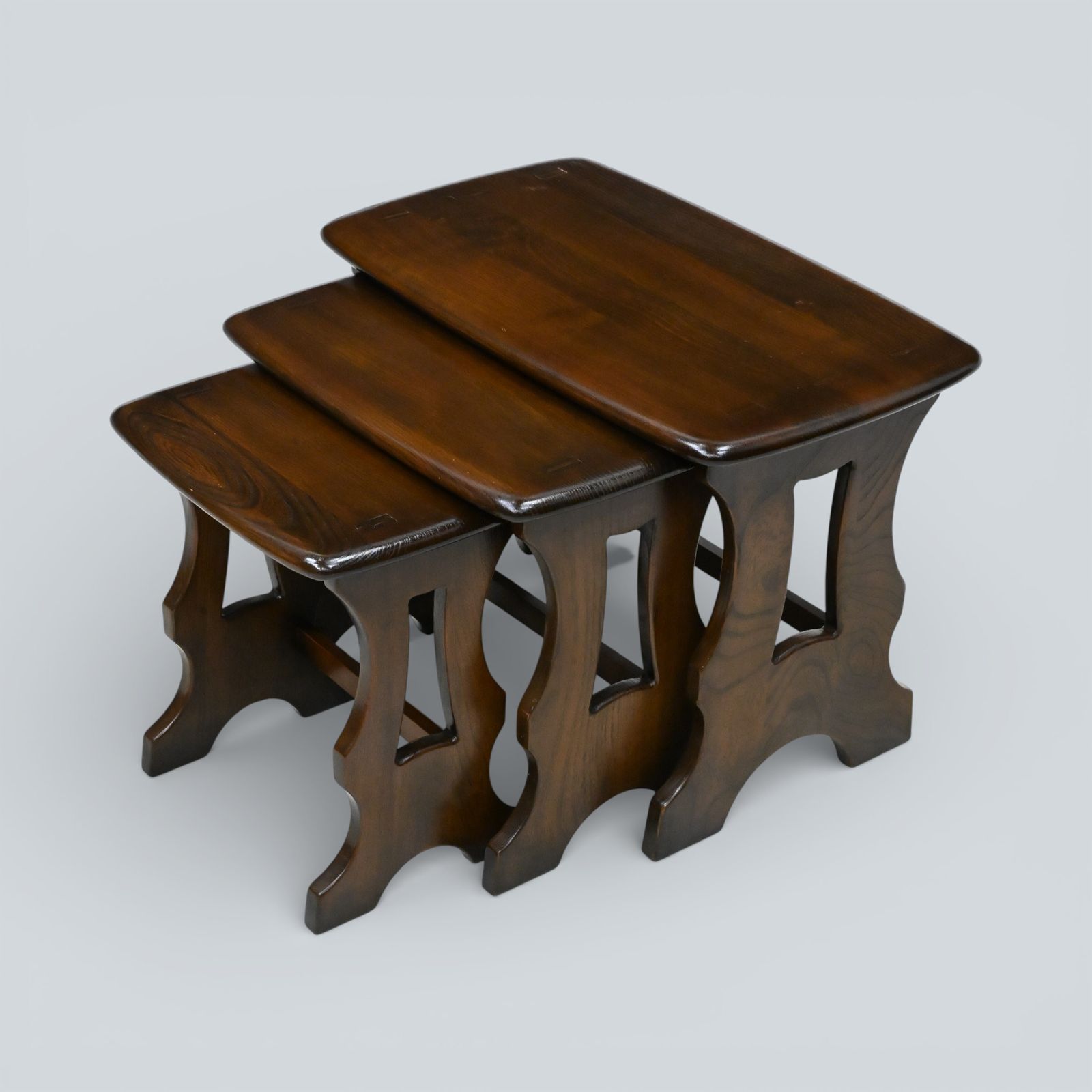 Ercol Nest Of 3 Tables Chantry Dark Finish 1970s Free Uk Delivery