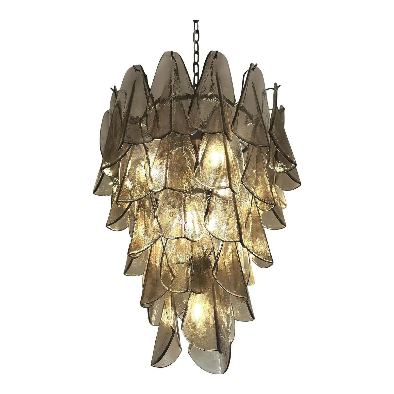 Smoked Fumé Murano Glass “Rondini” Cascade Chandelier, Modern Venetian Design photo vinterior