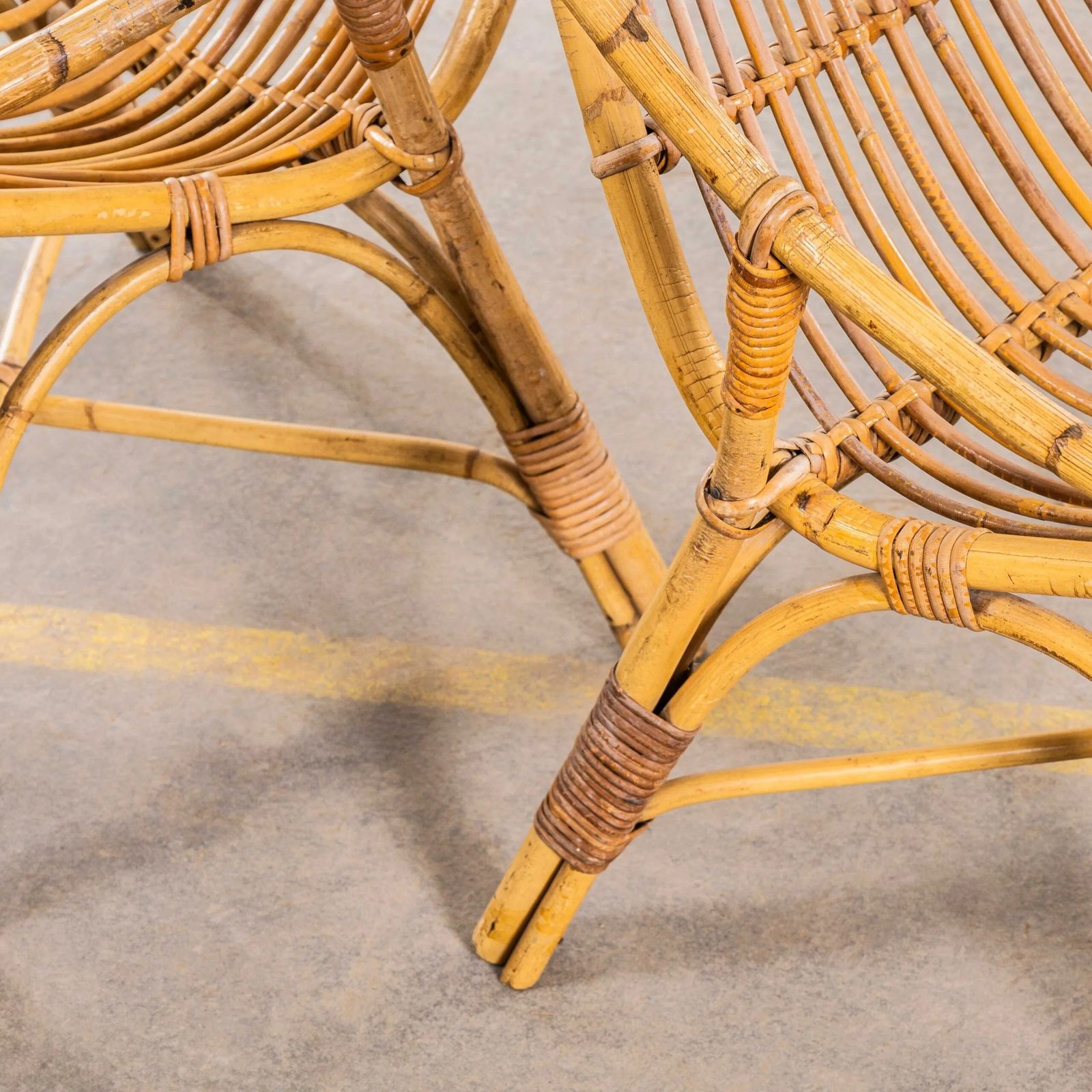 1960’s French Low Seat Rattan Armchairs – Pair photo buy