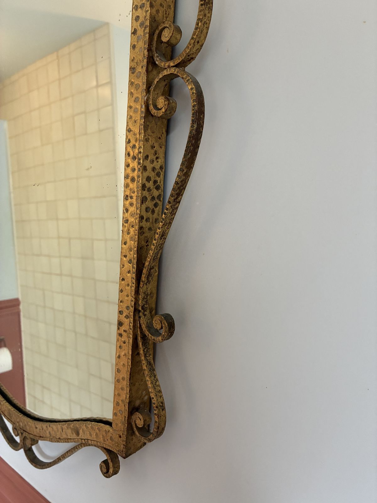 Italian Midcentury Mirror By Pier Luigi Colli, Gilt Wrought Iron photo furniture