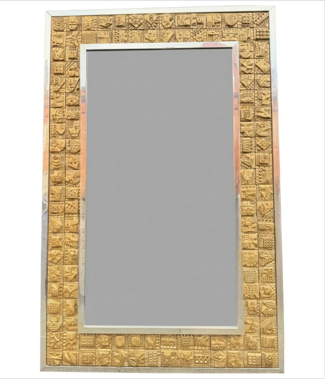 A Large Unique 1950s Handmade Tiled Mirror By English Artist Ron Hitchins