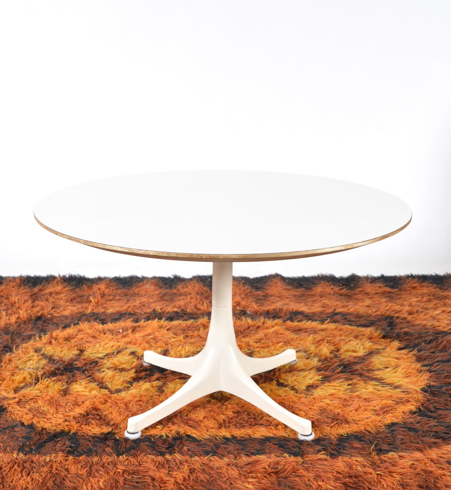 photo for sale 1960s Midcentury White Low Pedestal Coffee Side Table By George Nelson For Herman Miller Model 5452