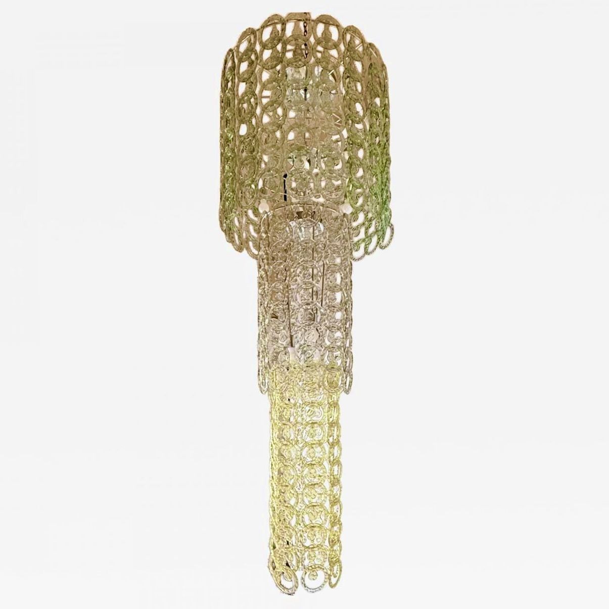 1990's Nickel And Multicolored Murano Glass Cascade Chandelier By Vistosi