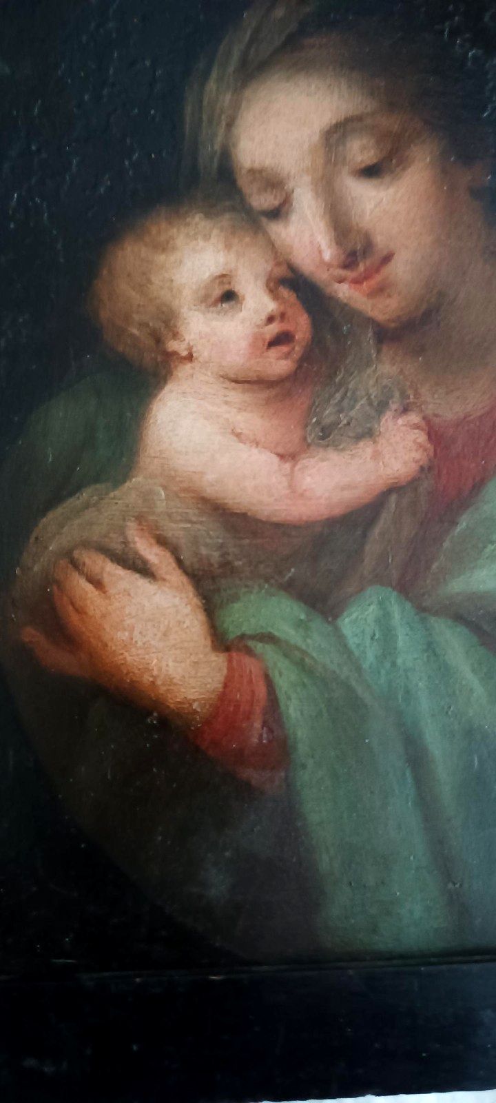 Antique Copper Painting Madonna With Child Italian School photo 597.0