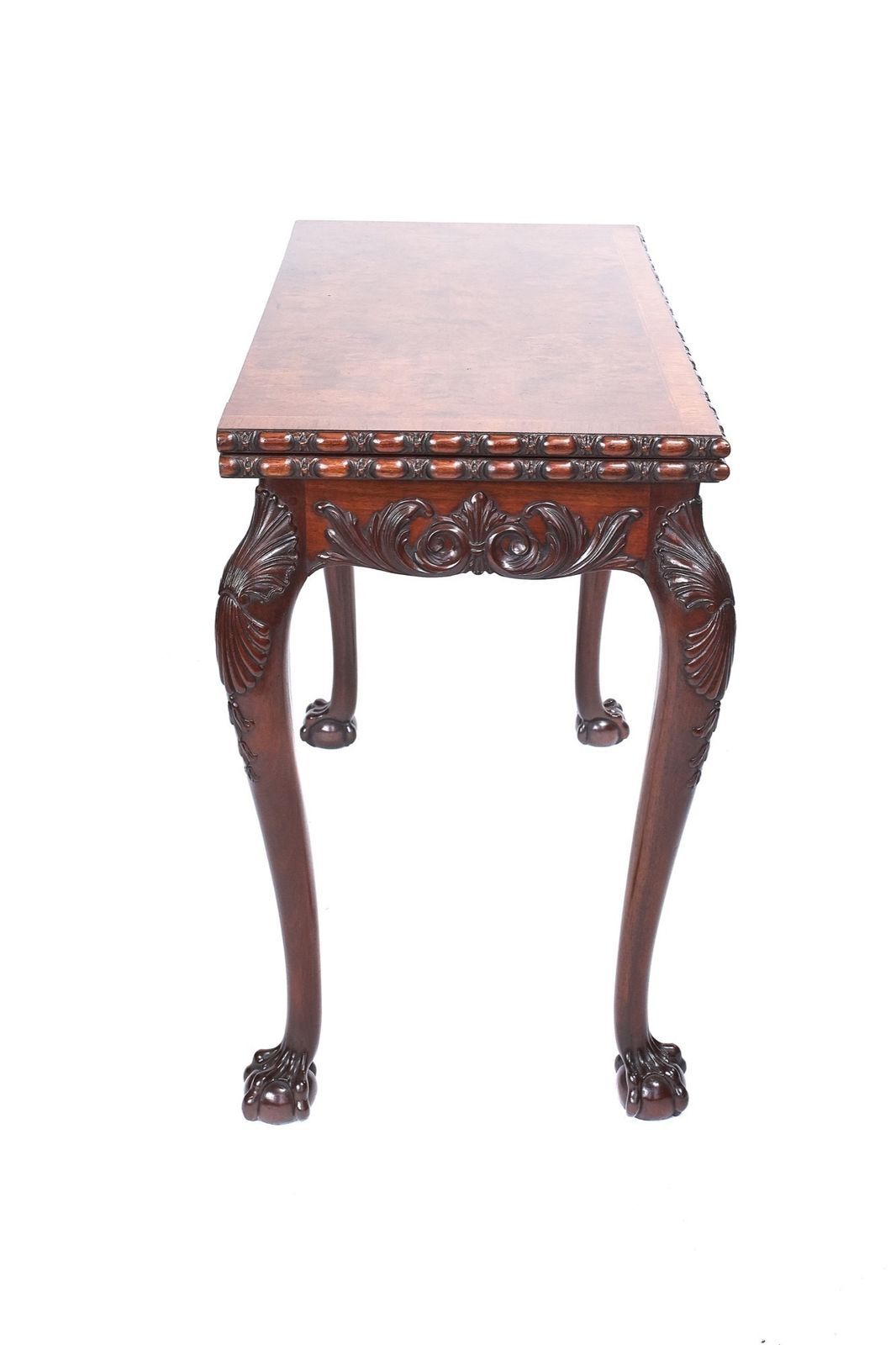 Fine Georgian Revival Walnut & Carved Irish Card Table, Circa 1900 photo for sale