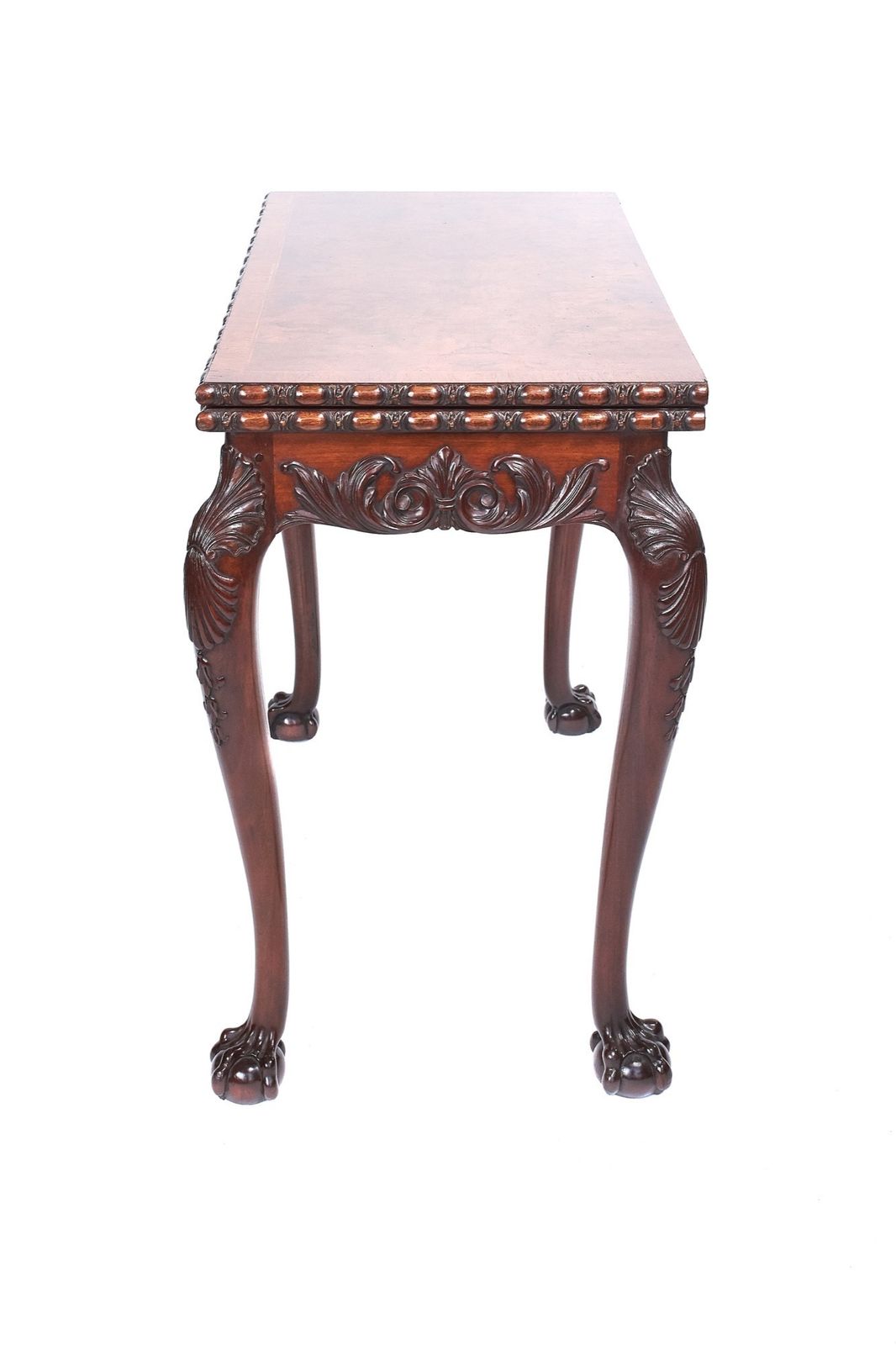 Fine Georgian Revival Walnut & Carved Irish Card Table, Circa 1900 photo vintage