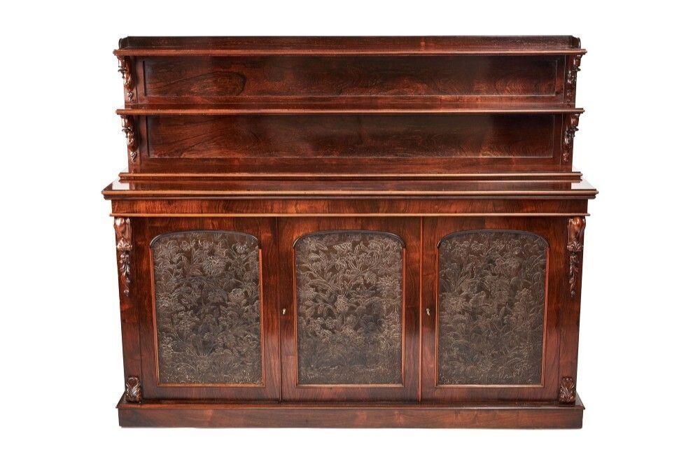 Impressive Late Regency Goncalo Alves 3 Door Side Cabinet