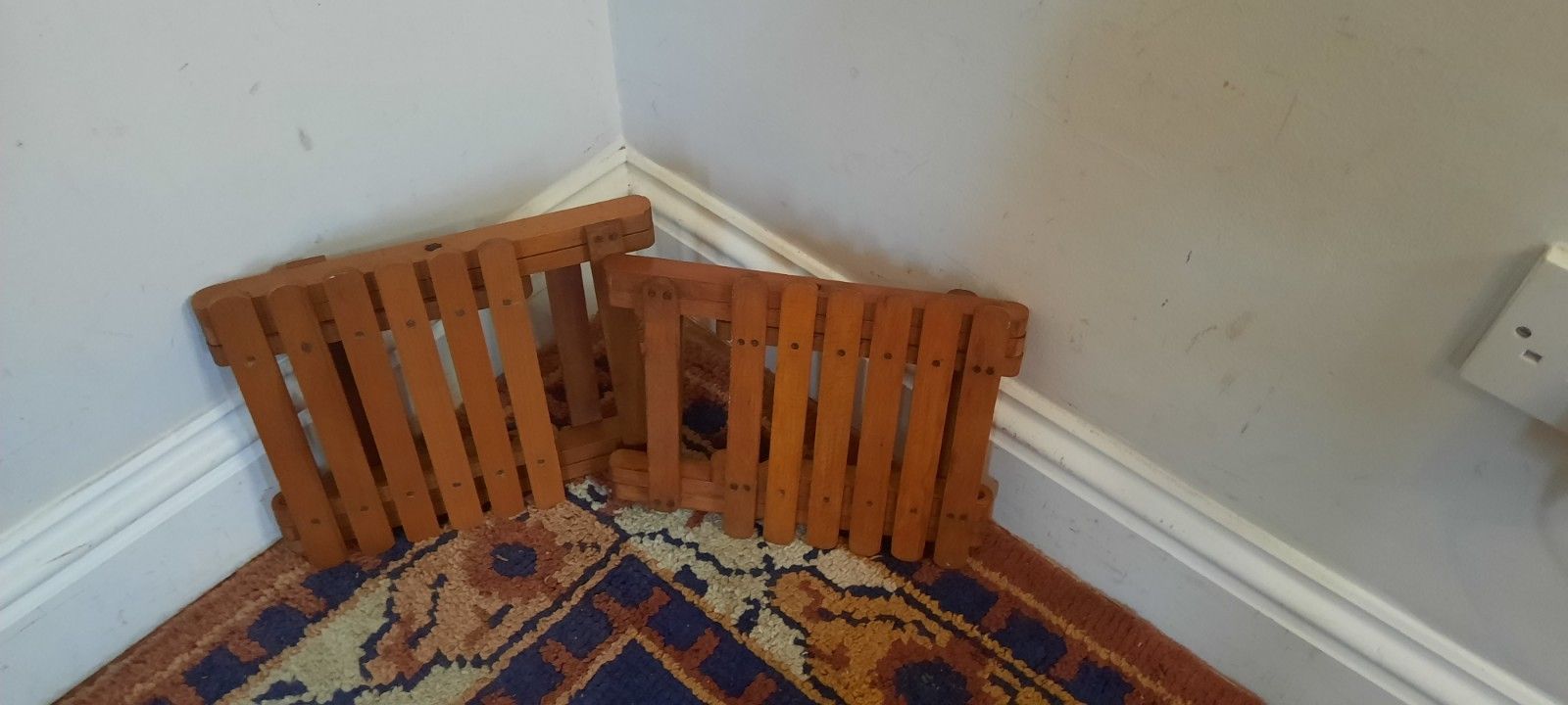 Two Small Vintage Folding Slated Wooden Side Tables Plant Stand photo Furniture