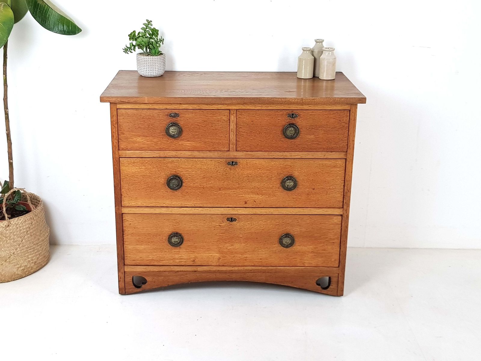 Antique Solid Oak Chest Of Drawers photo vinterior