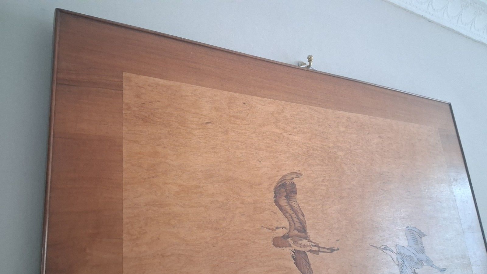 Art Superb 1960's Mid Century Marquetry "Herons In Flight "  Wall Hanging , Artwork photo