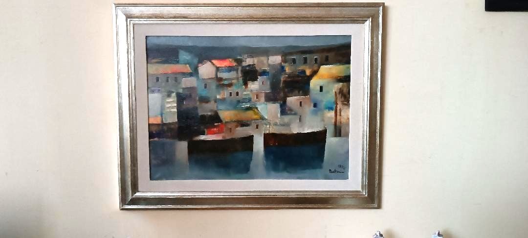 Dipinto Olio Su Tela Marina 1976 Lido Bettarini Tela 70x50 Cm photo furniture