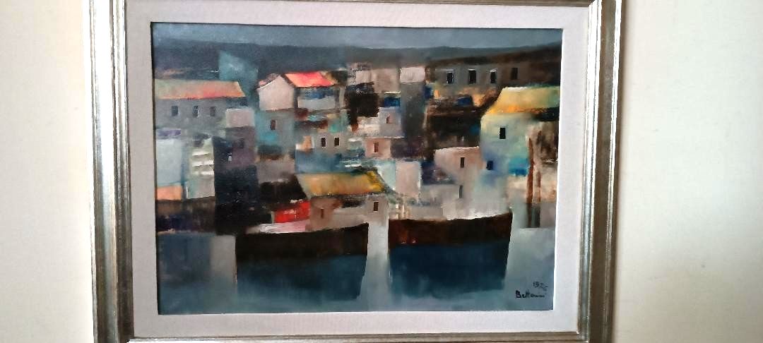 Dipinto Olio Su Tela Marina 1976 Lido Bettarini Tela 70x50 Cm photo for sale