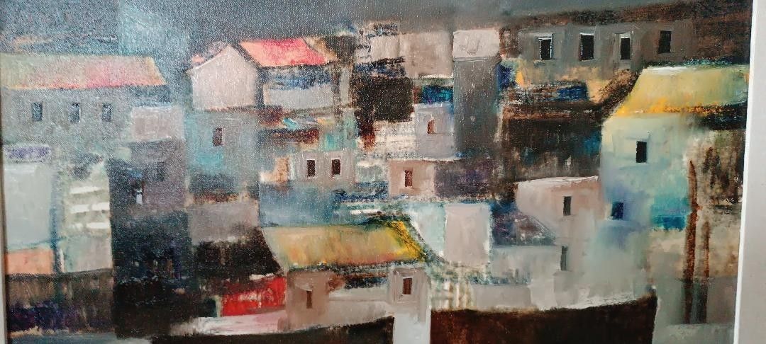 Dipinto Olio Su Tela Marina 1976 Lido Bettarini Tela 70x50 Cm photo vinterior