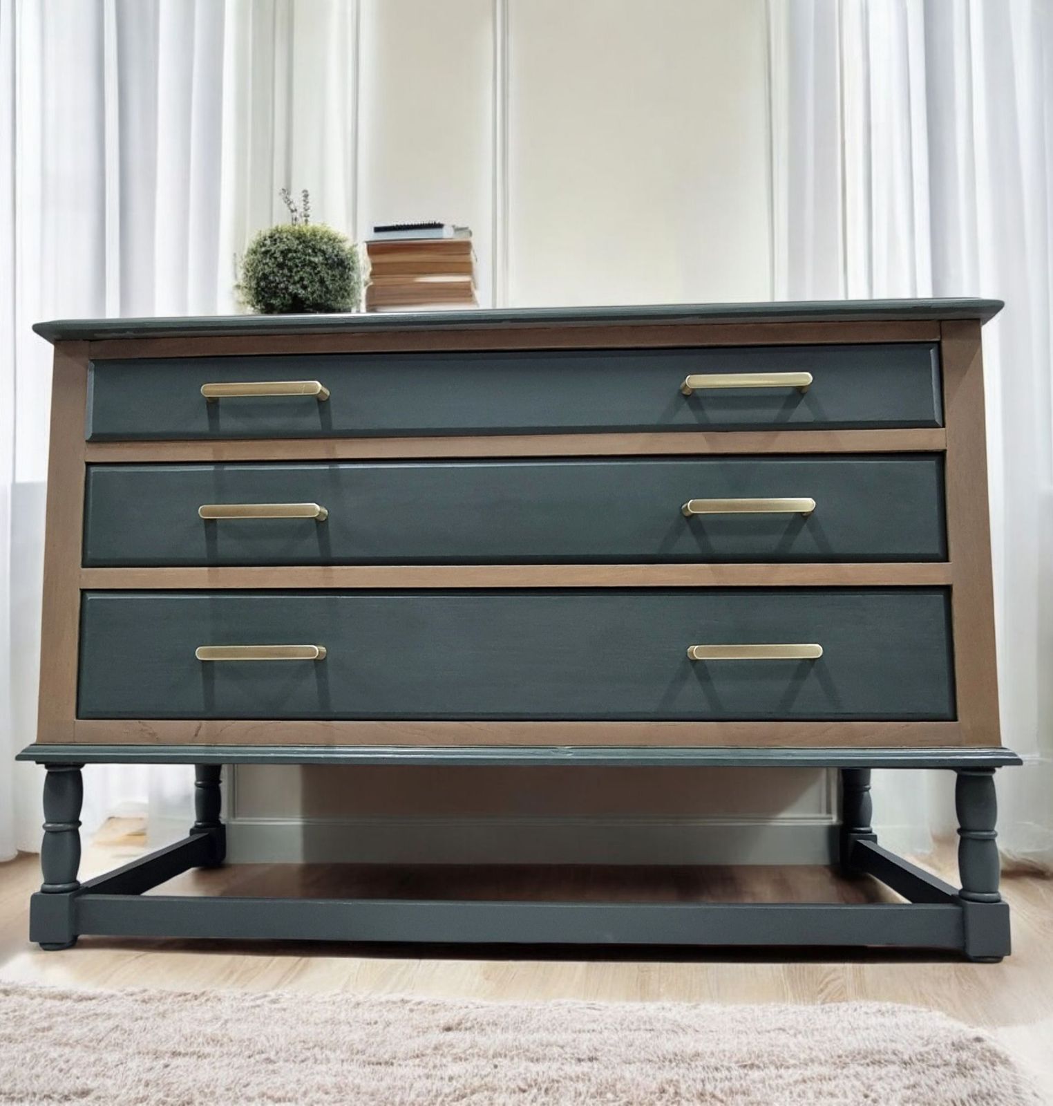 Refinished Vintage Solid Oak Chest Of Drawers