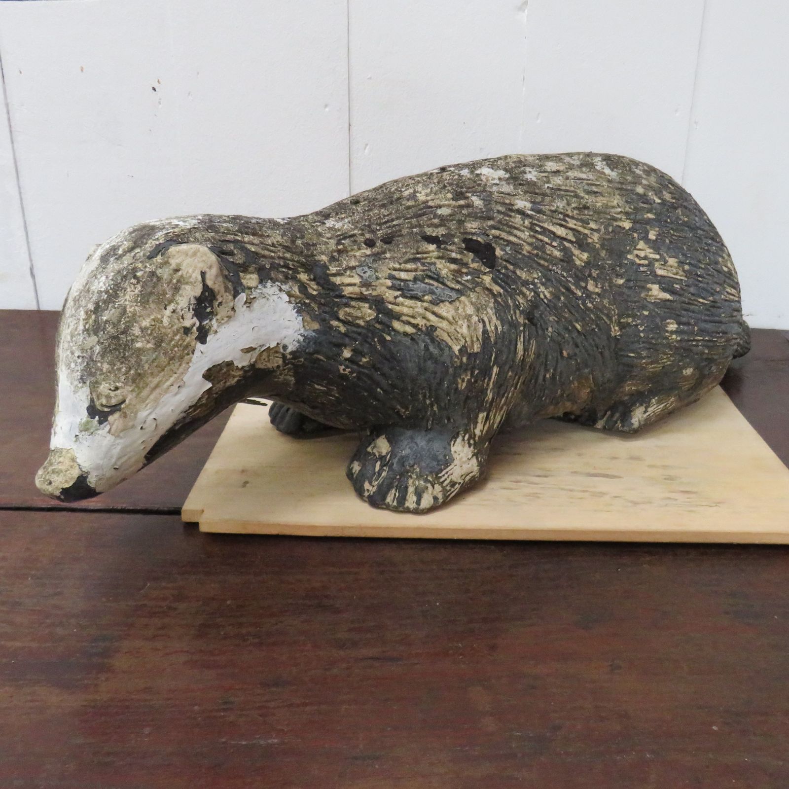 Vintage English Weathered Garden Badger Ornament photo furniture