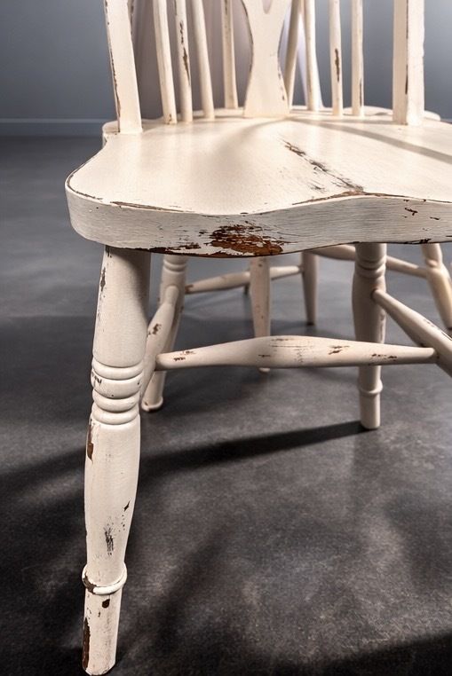 Set Of Four Vintage Painted Dining Chairs photo Furniture