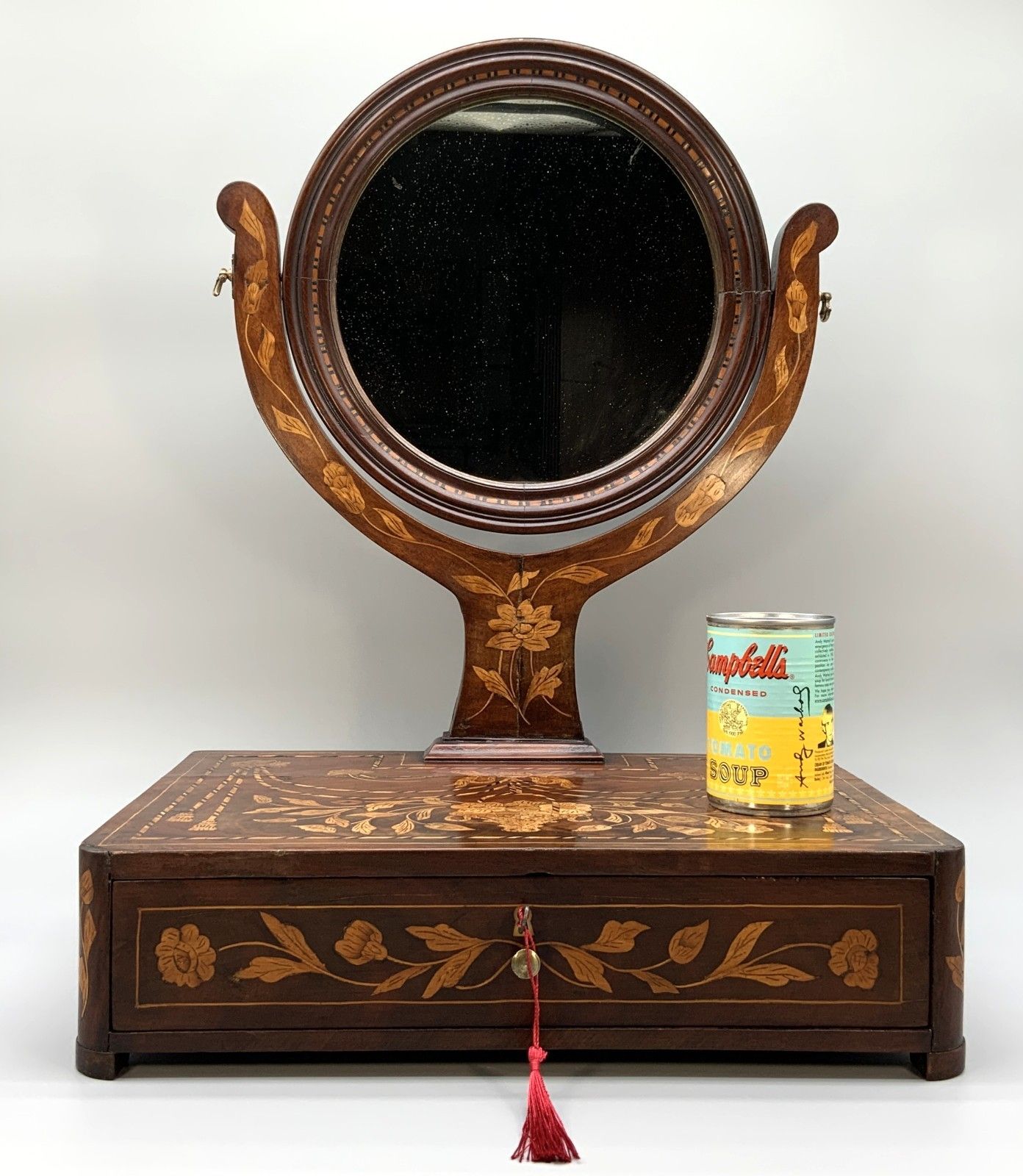 Dutch Marquetry Dressing Table Mirror 19th Century Toilet Swing Mirror Beautiful photo for sale