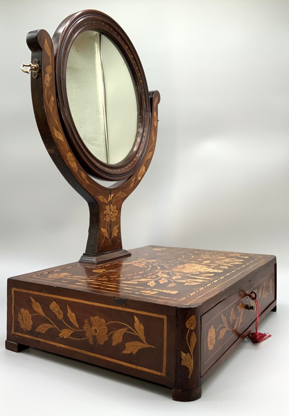 Dutch Marquetry Dressing Table Mirror 19th Century Toilet Swing Mirror Beautiful photo Home Decor