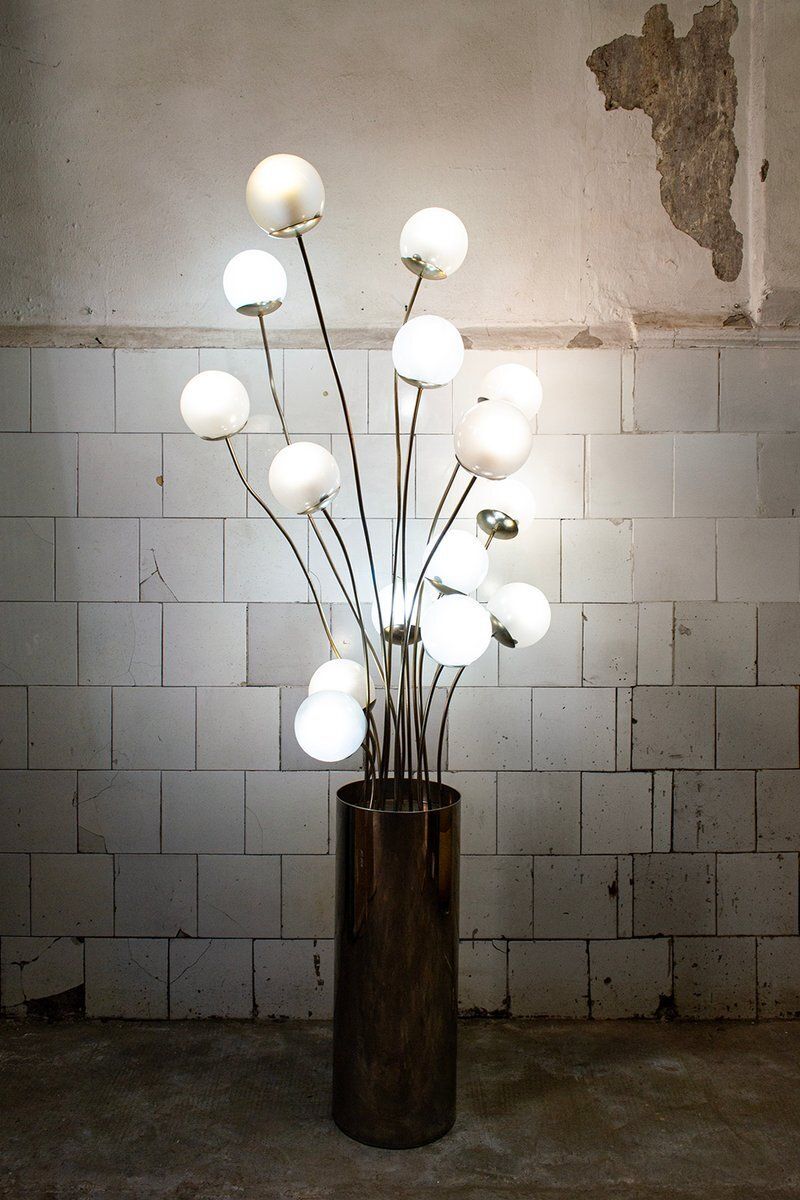 1036/15 Vloerlamp In Glas En Verchroomd Metaal Van Pia Guidetti Crippa Voor Luci, Italië, Jaren 1970 photo furniture