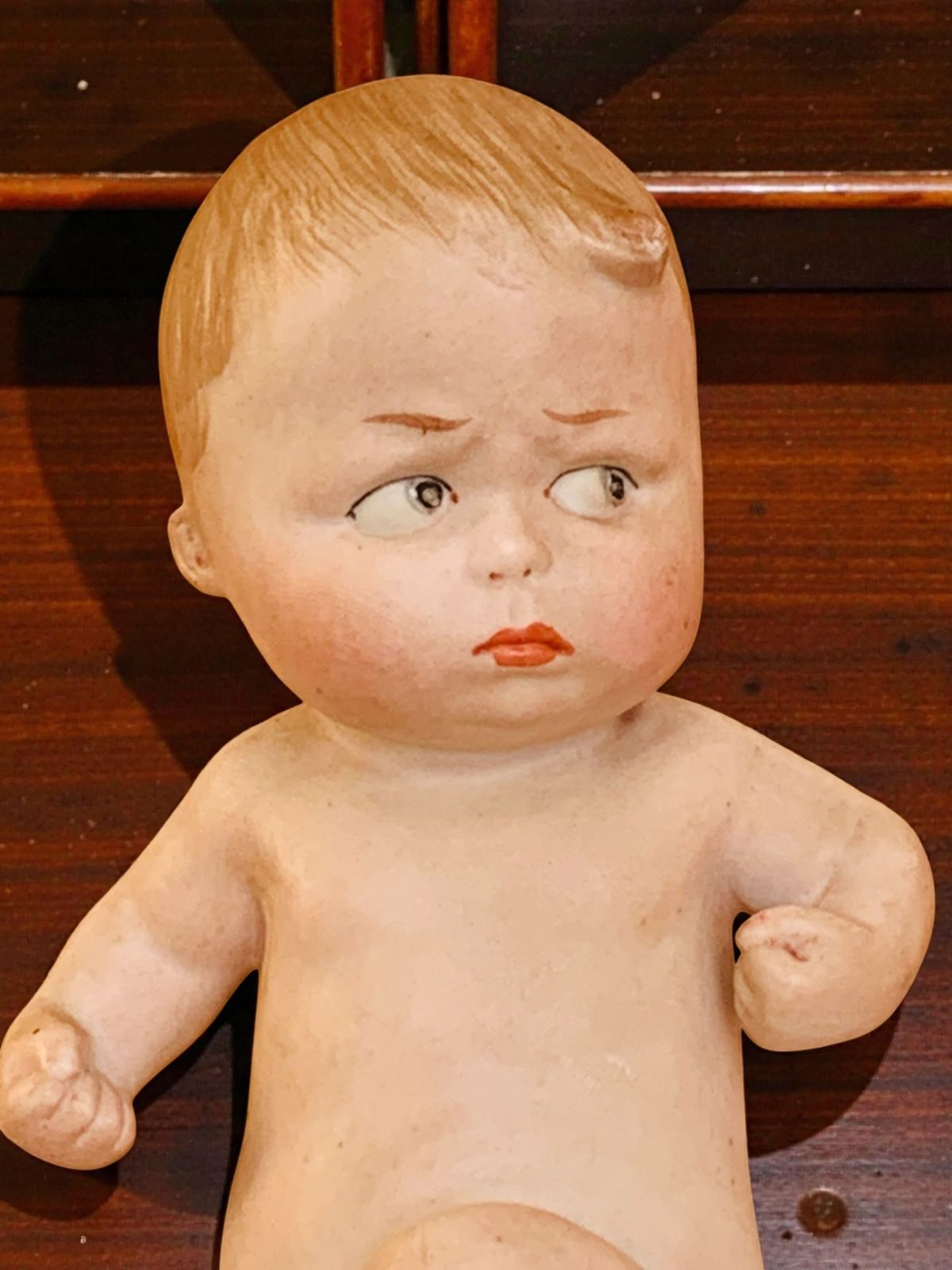 Antique 1880's  German Gebrüder Heubach Bisque Figurine Piano Baby 'Tough Guy' photo 117.0