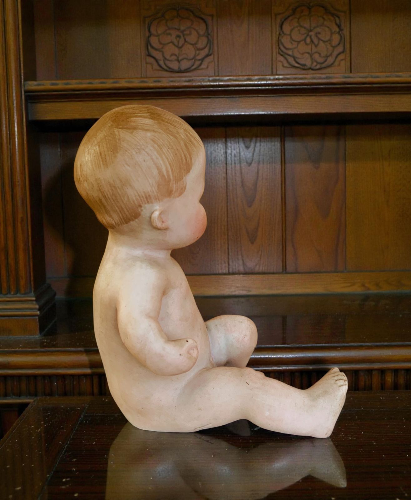 photo furniture Antique 1880's  German Gebrüder Heubach Bisque Figurine Piano Baby 'Tough Guy'