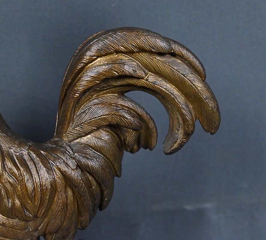 Bronze "The Rooster" Signed G. Guesnet – Late 19th Century photo vintage