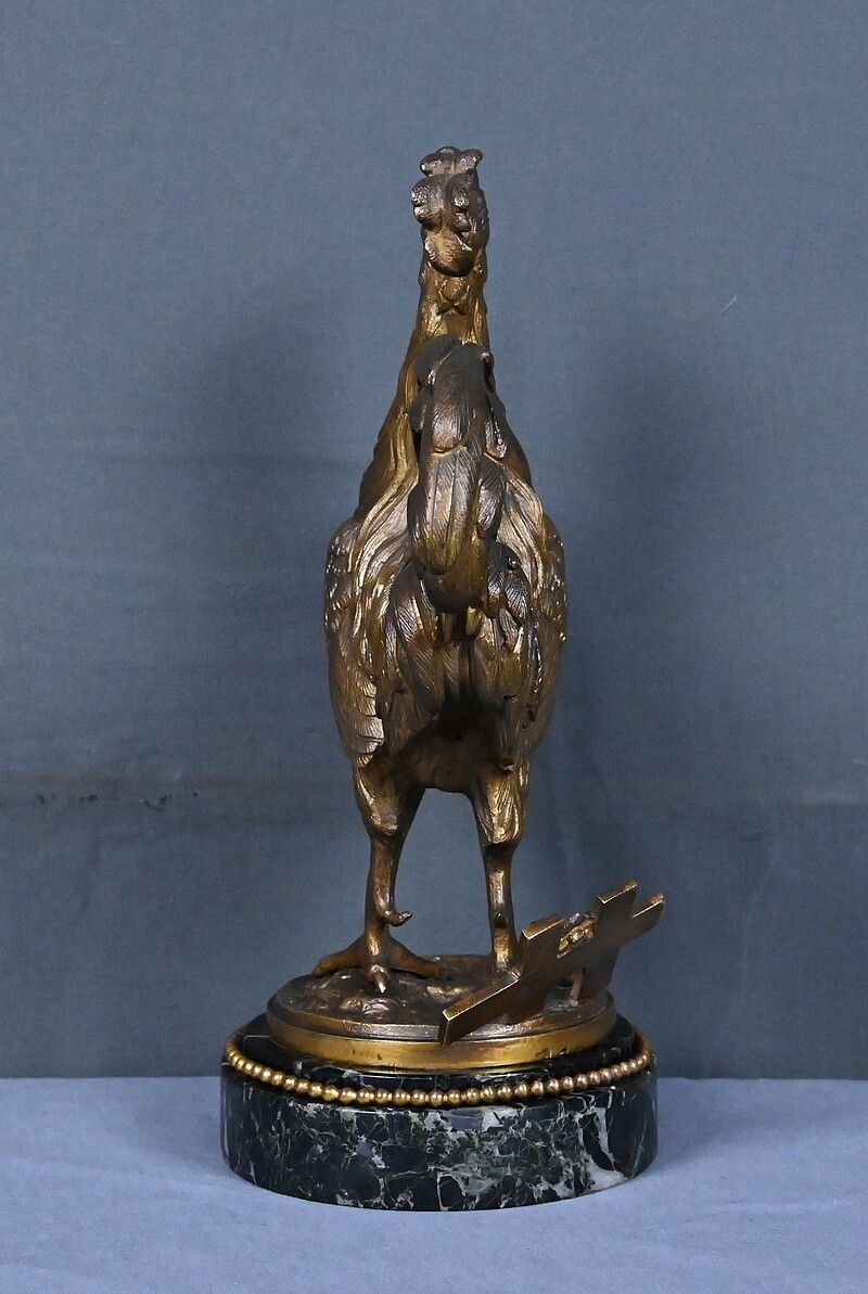 photo buy Bronze "The Rooster" Signed G. Guesnet – Late 19th Century