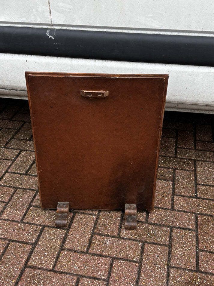 photo for sale Art Deco Walnut And Glass Fire Screen