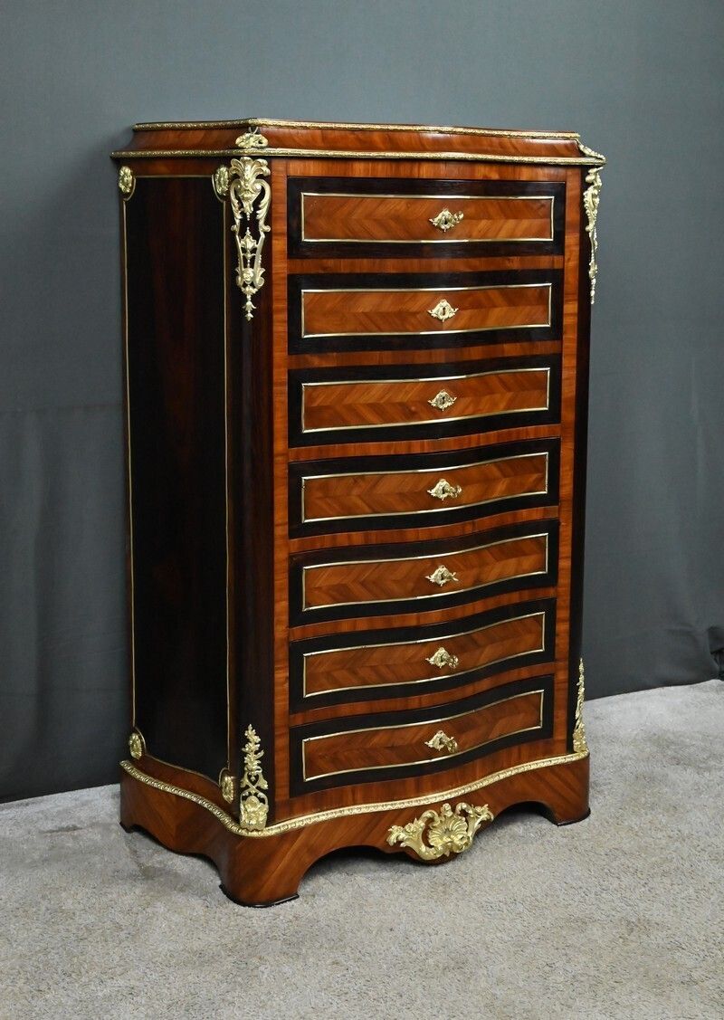 Inlaid Secretary Desk In Precious Woods, Napoleon III Period – Mid 19th Century photo for sale