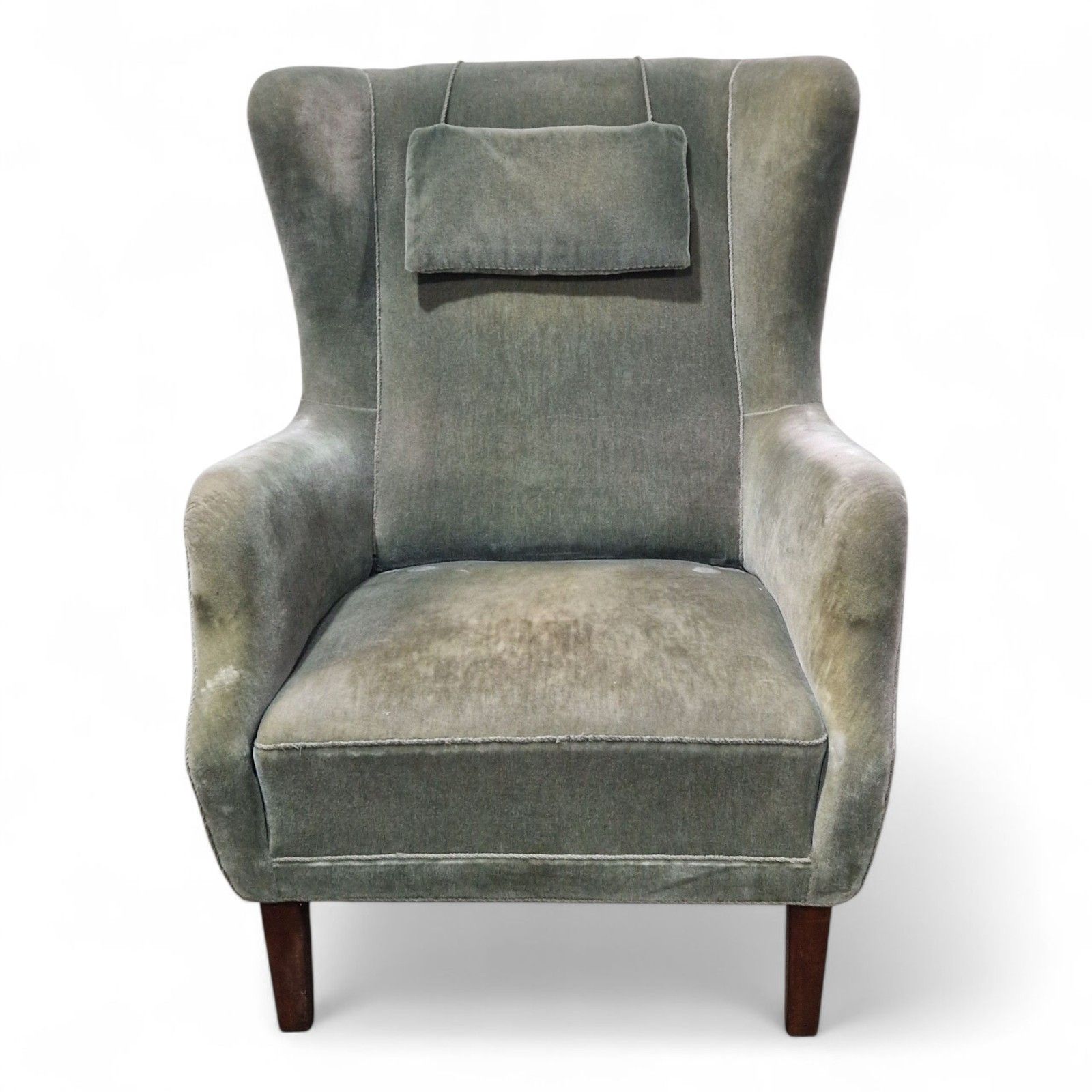 Danish Wing Back Armchair Mid Century Library Reading Chair With Cushion photo Furniture