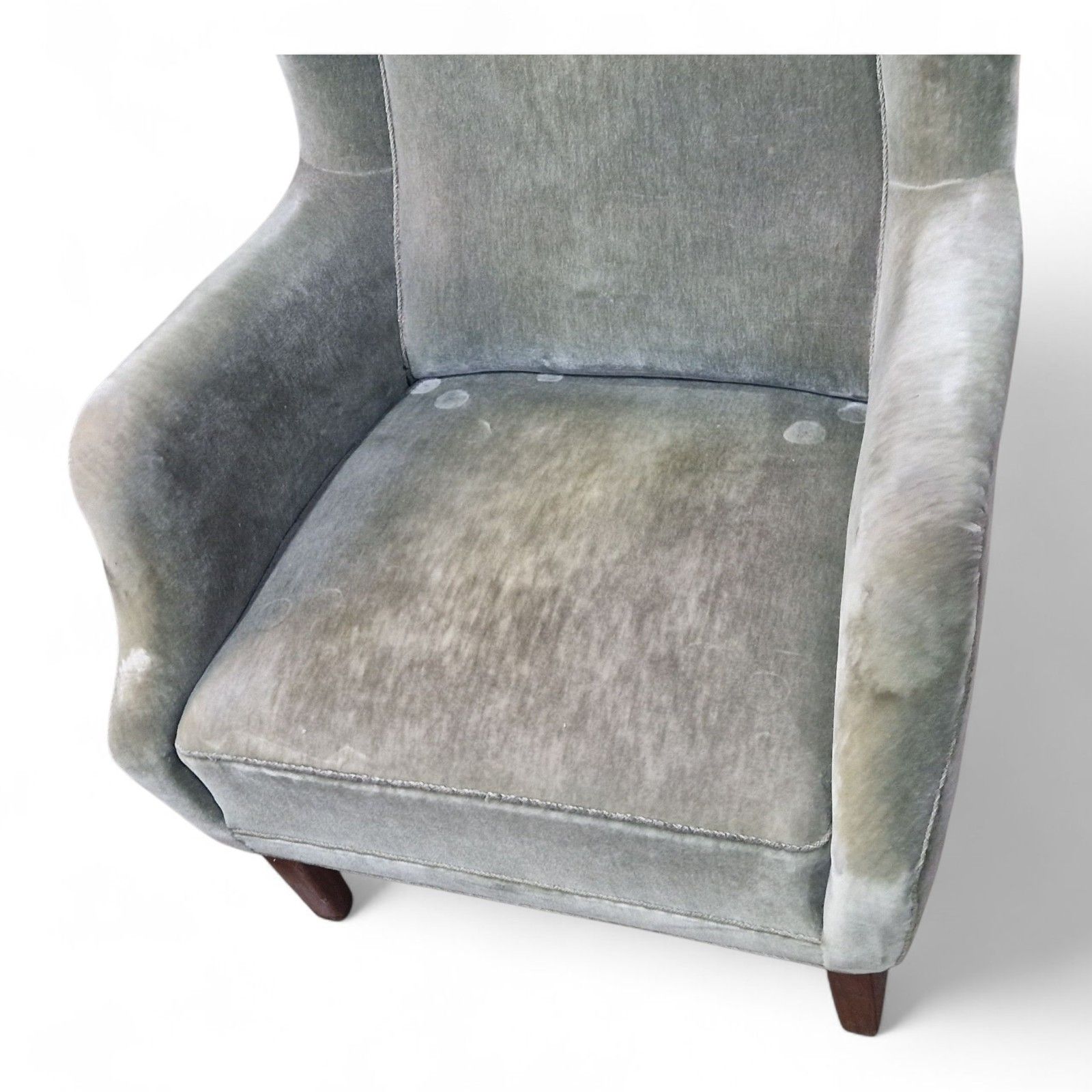 photo for sale Danish Wing Back Armchair Mid Century Library Reading Chair With Cushion