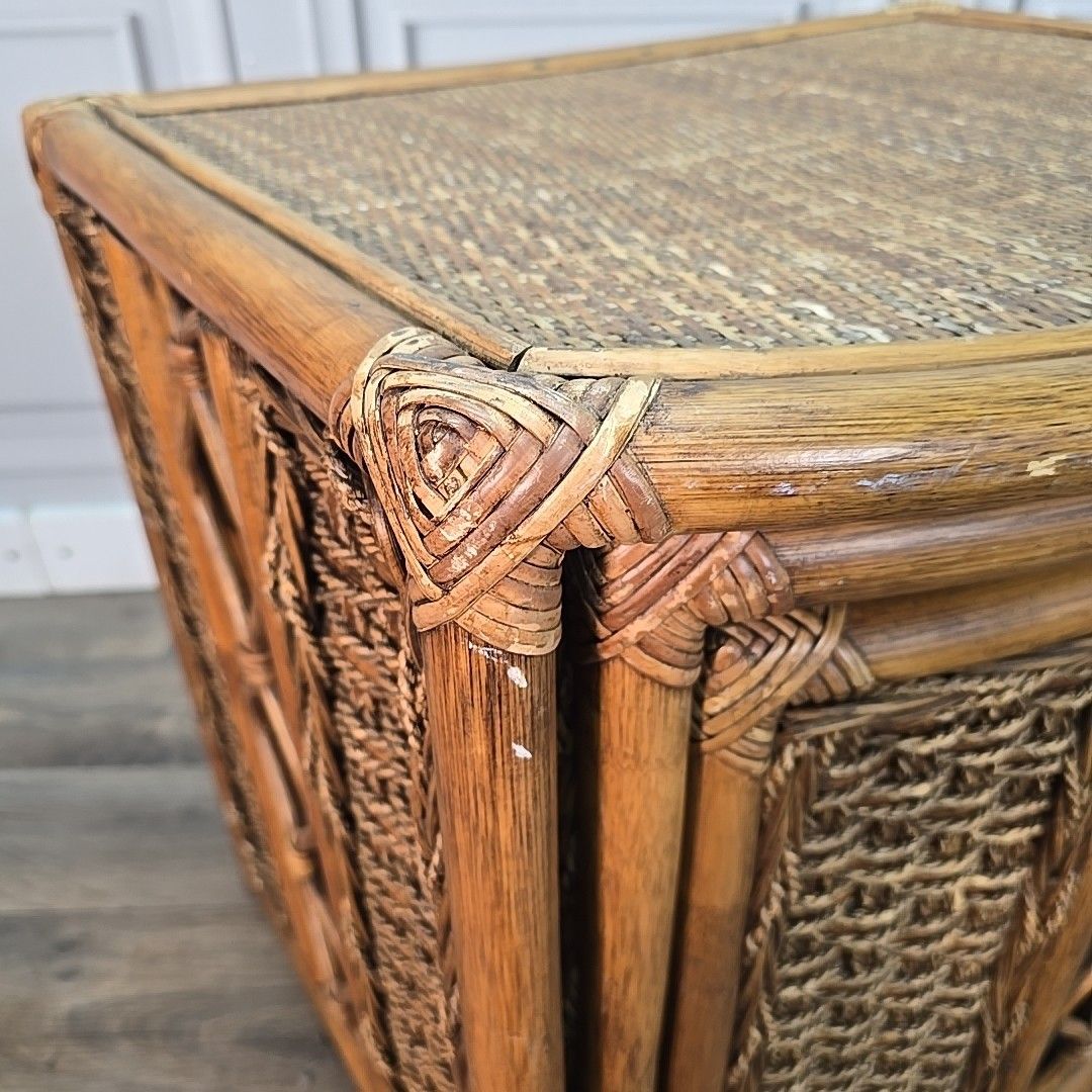 Vintage Nest Of Tables Retro Rattan Boho Mid Century Style Cane Side Nested photo 230.0