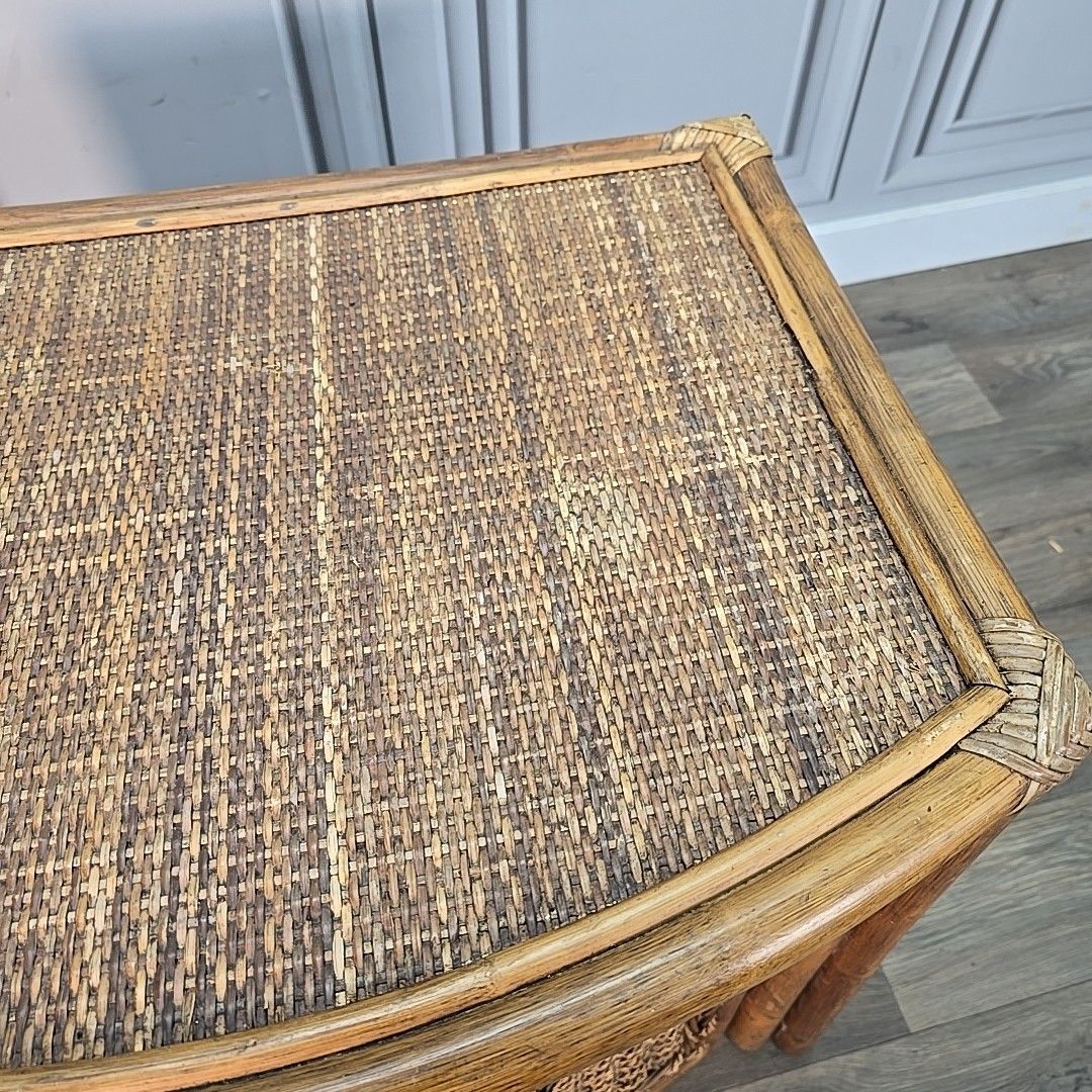 photo furniture Vintage Nest Of Tables Retro Rattan Boho Mid Century Style Cane Side Nested
