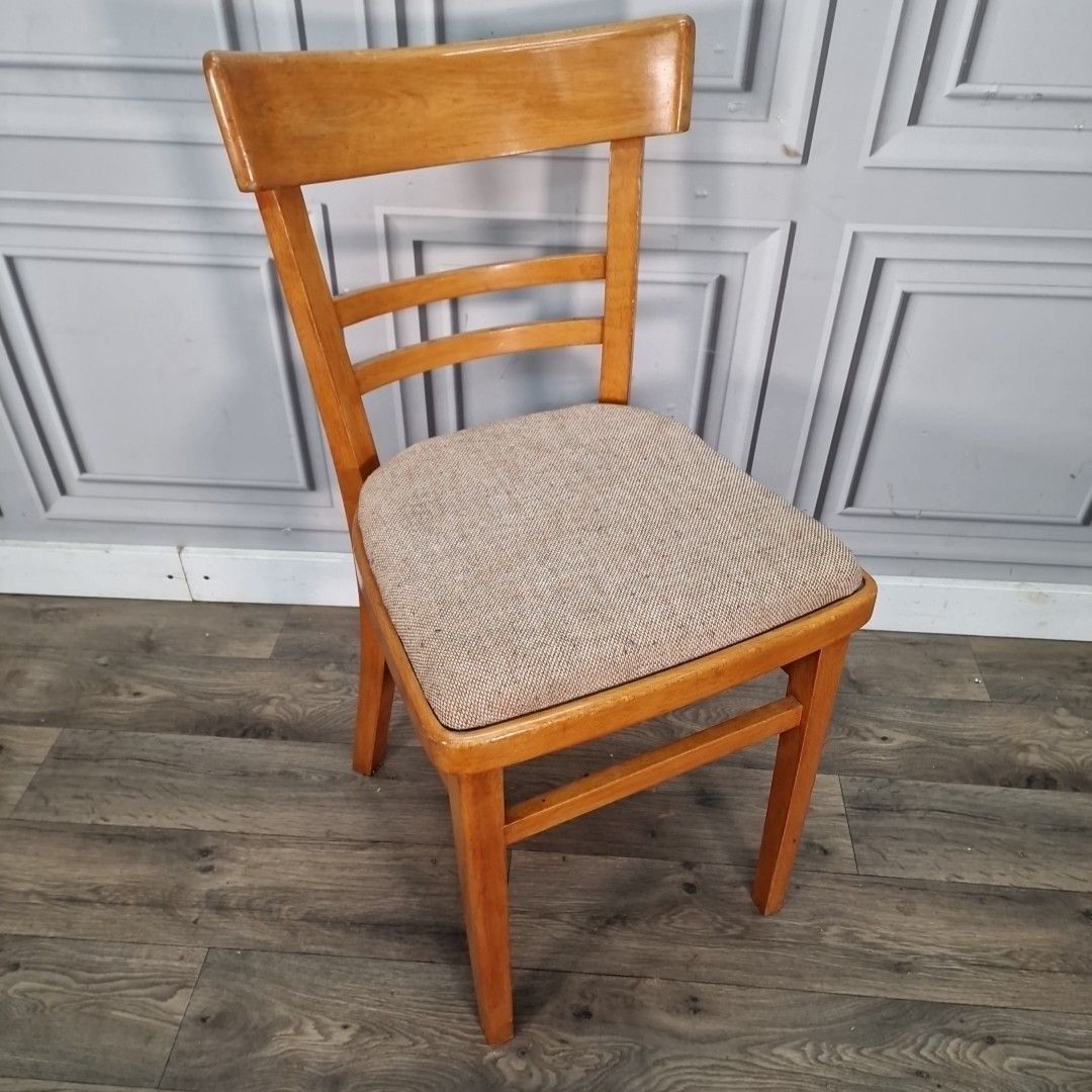 Vintage Wooden Dining Chair – Beech Wood Frame – Mid Century Retro Kitchen Seat photo furniture