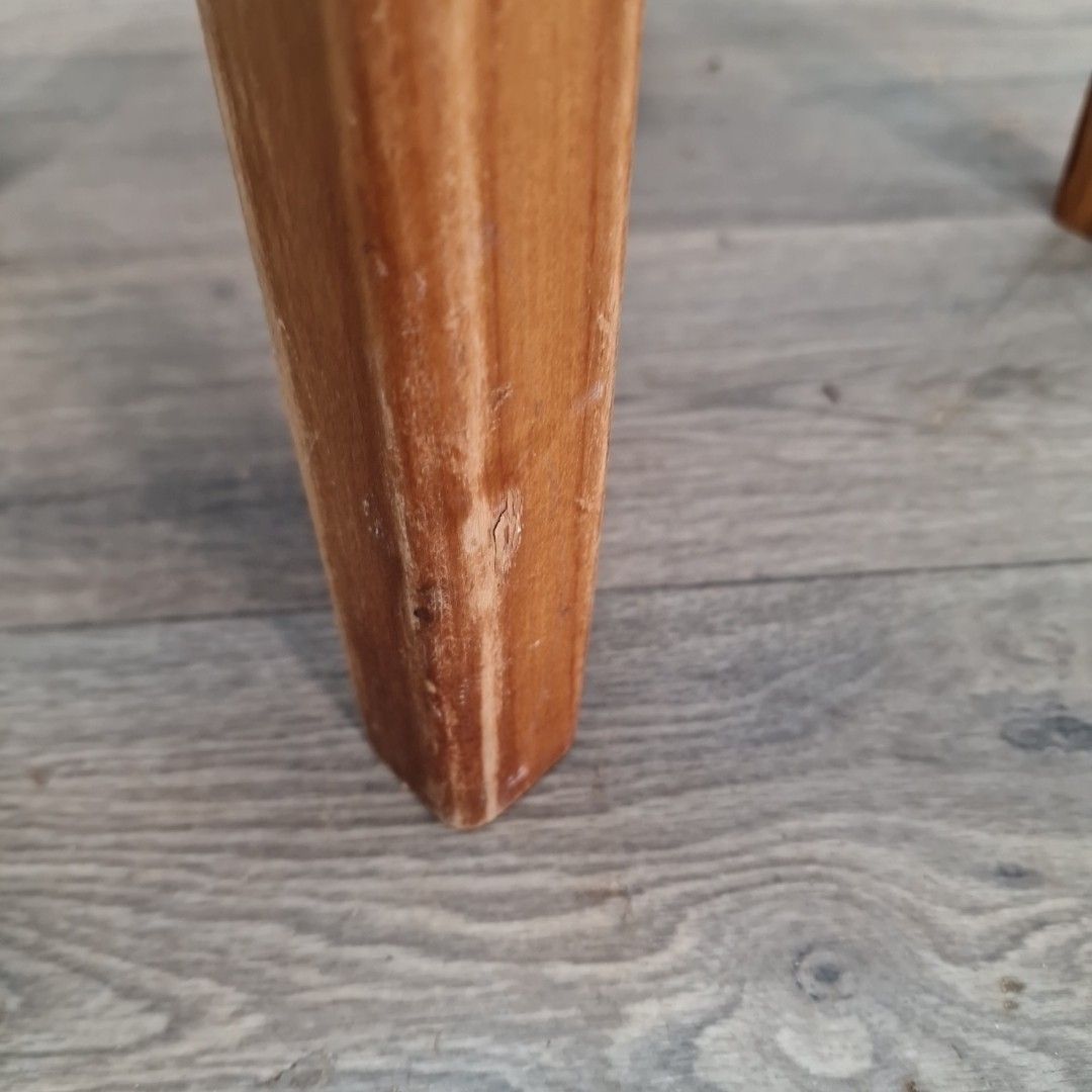 Vintage Wooden Kitchen Stool – Red Vinyl Seat – Mid Century Utility Café Style photo buy