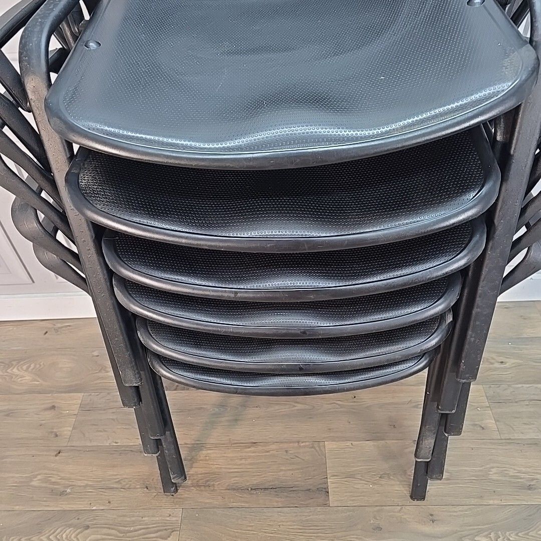 5 Stacking Office Chairs Black Conference With Arms Guest Visitor Waiting Room photo for sale