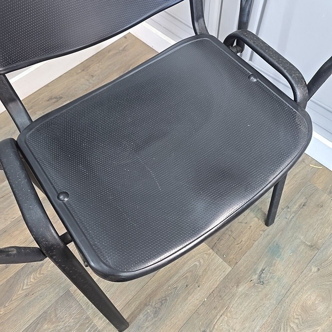 5 Stacking Office Chairs Black Conference With Arms Guest Visitor Waiting Room photo 160.0
