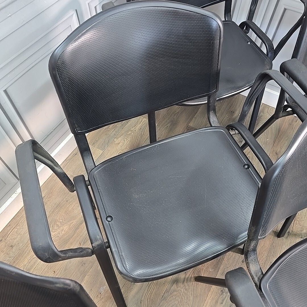 photo for sale 5 Stacking Office Chairs Black Conference With Arms Guest Visitor Waiting Room
