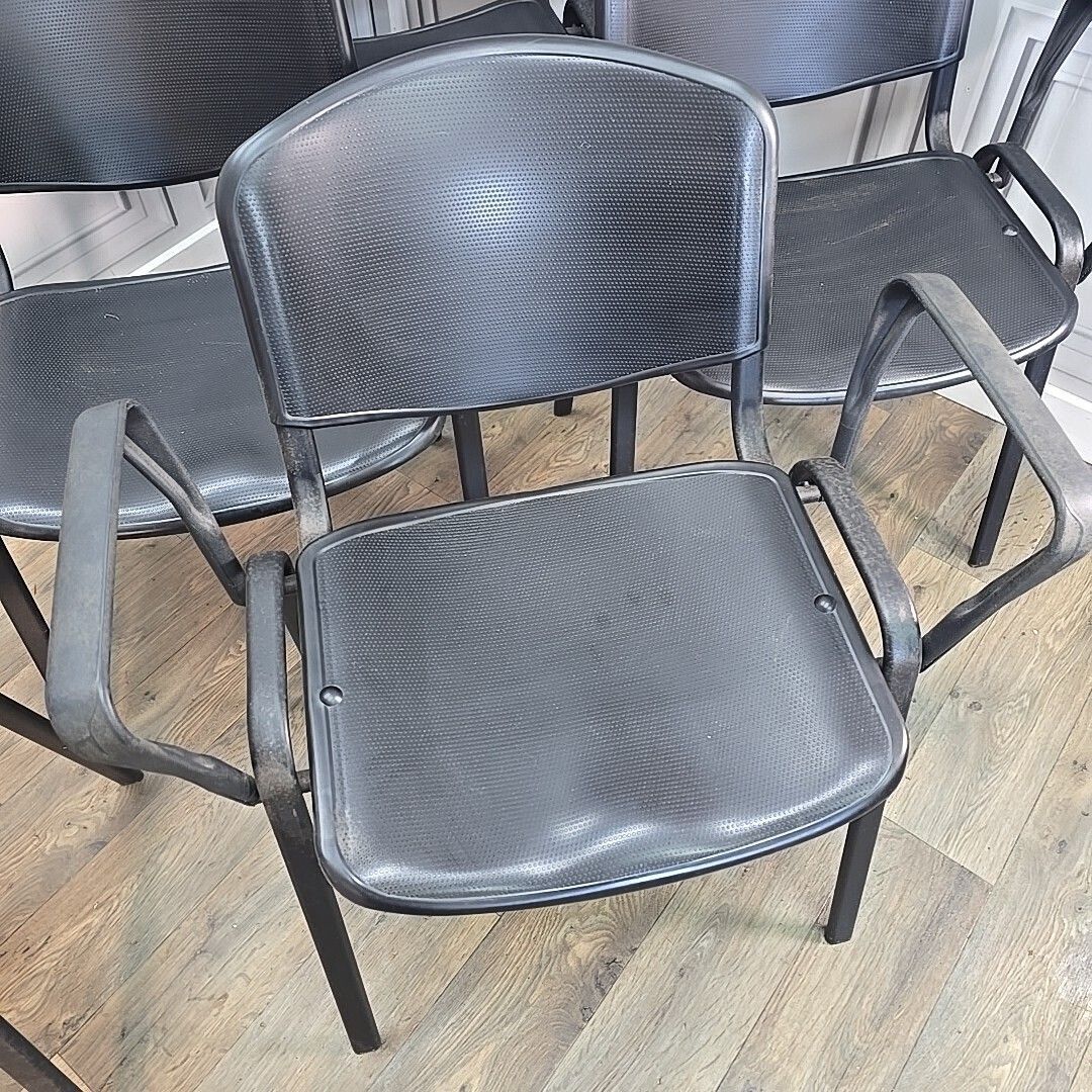 160.0 5 Stacking Office Chairs Black Conference With Arms Guest Visitor Waiting Room photo