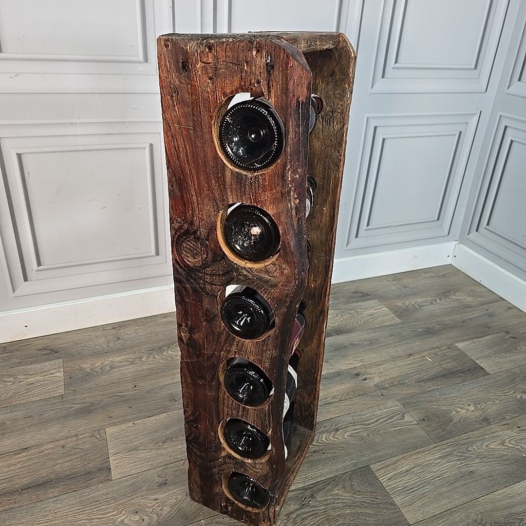 Vintage Reclaimed Wine Rack Rustic Solid Wood Holder 6 Bottles Pine Handmade photo vinterior