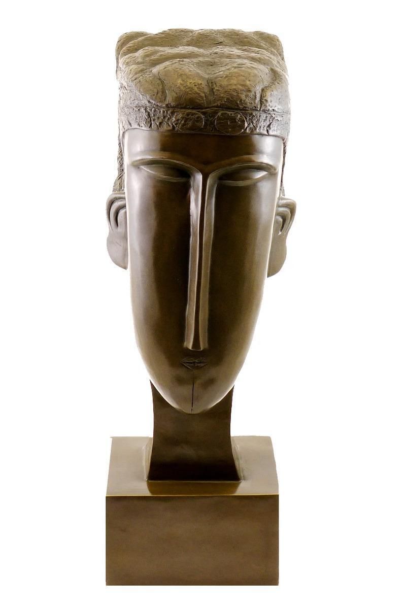 Art Deco Style Brown Patinated Bronze Woman’s Head Sculpture photo 4657.0