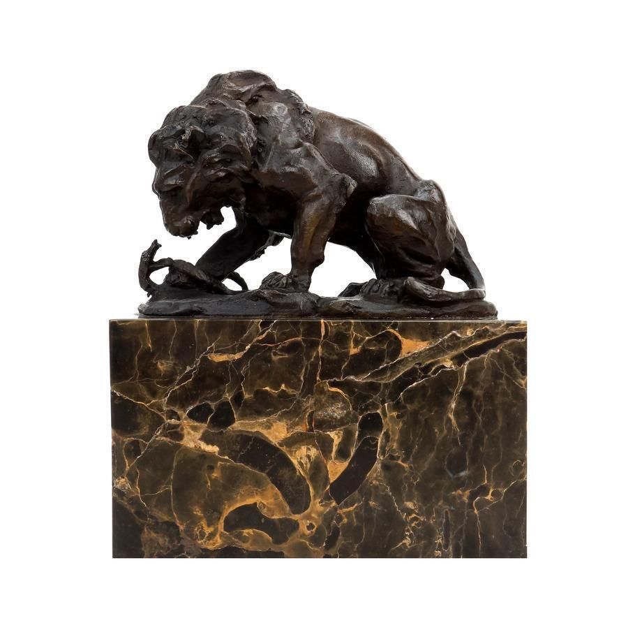Art Deco Style Brown Patinated Bronze Animal Sculpture photo vinterior
