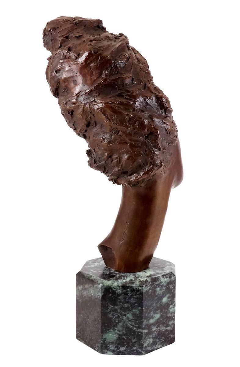 Art Deco Style Brown Patinated Bronze Woman’s Head Sculpture photo vinterior