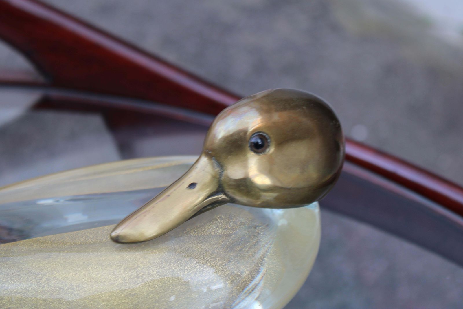 Duck In Murano Glass La Murrina And Brass Italian Design 1970 Gold Dust photo for sale